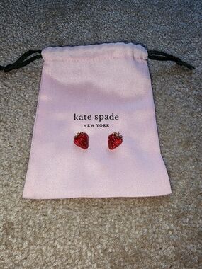 kate spade Red Strawberry Stud Earrings With Pouch $49